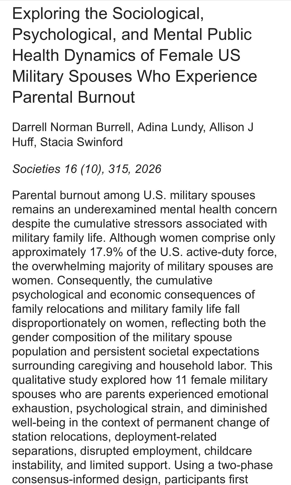 Publication: Military Spouses Parental Burnout